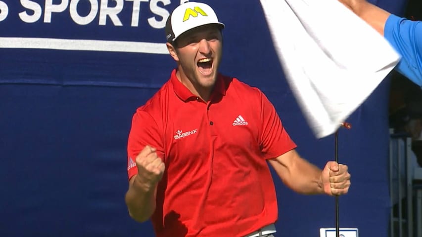 Jon Rahm's incredible eagle finish on the 72nd hole at Farmers