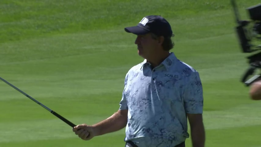 Gene Sauers holes lengthy putt for birdie at Boeing Classic