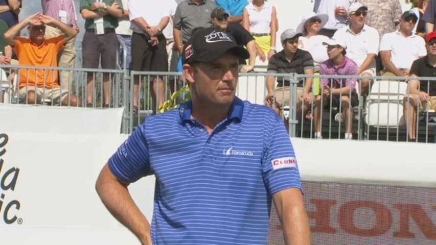 Padraig Harrington’s tee shot comes up short on No. 17 at Honda