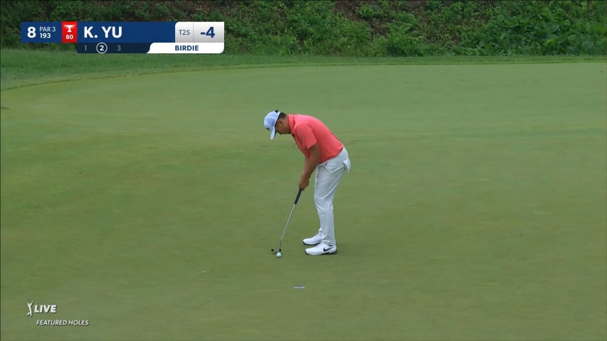 Kevin Yu's 191-yard tee shot settles 5 feet from the hole at RBC Canadian