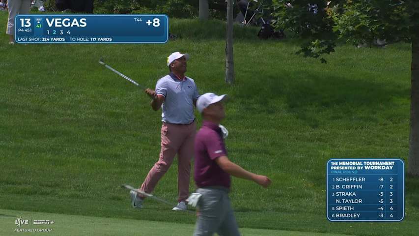 Jhonattan Vegas makes birdie on No. 13 at the Memorial