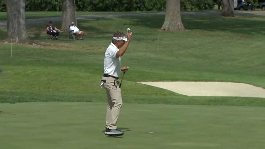 Bernhard Langer nearly holes tee shot leaving tap-in birdie at Ascension