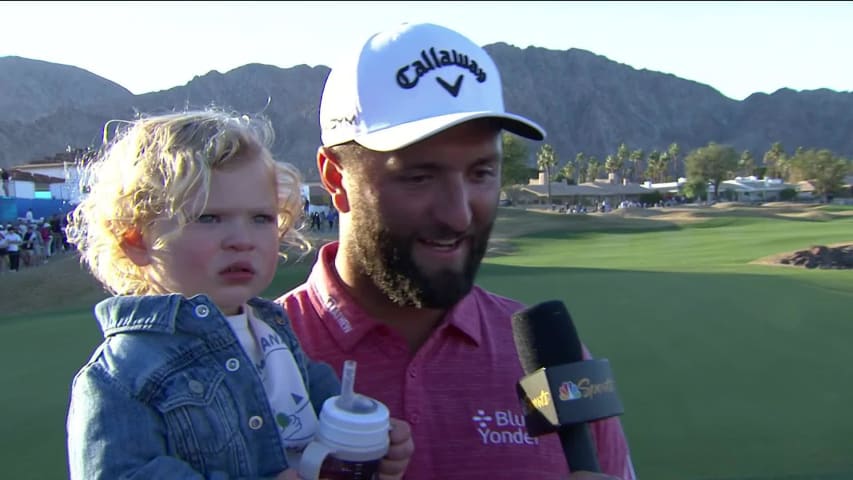 Jon Rahm speaks after winning The American Express