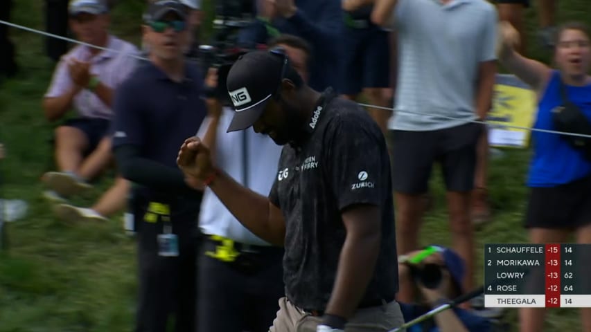 Sahith Theegala chips in for birdie at PGA Championship