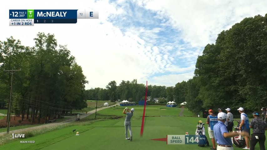 Maverick McNealy nearly makes ace off the slope at Wyndham