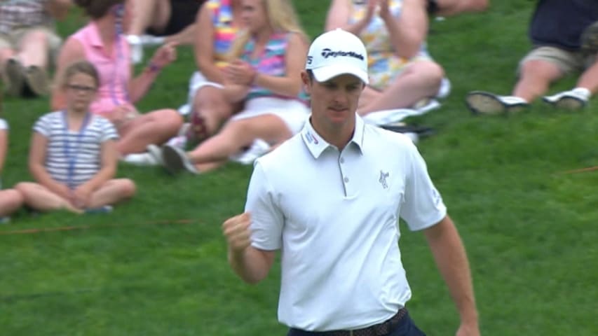 Justin Rose birdies the 71st hole at the Memorial