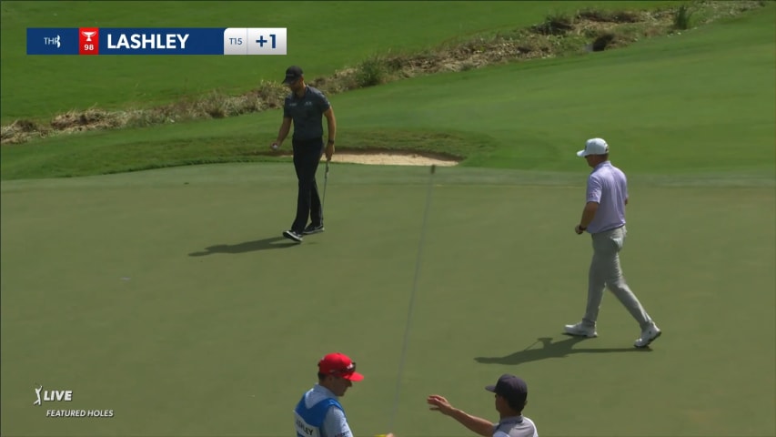 Nate Lashley drains 20-foot birdie putt at Wyndham