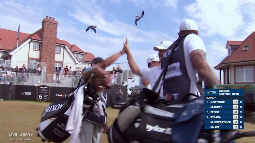 Nico Echavarria cards an ace on stadium hole at Genesis Scottish Open