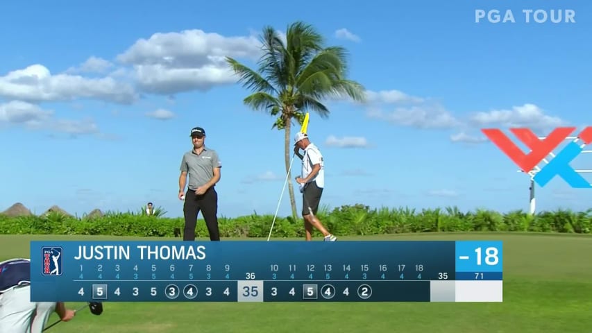 Justin Thomas hits tee shot to a few feet and birdies at Mayakoba