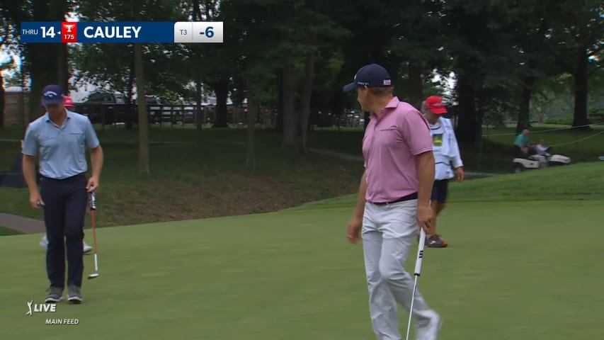 Bud Cauley holes a 22-foot birdie putt at John Deere