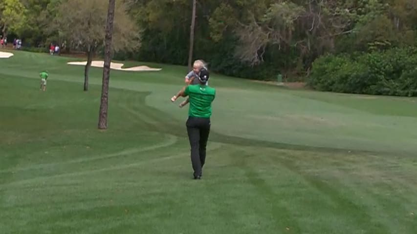 Henrik Stenson's biggest fan runs onto the course at Valspar