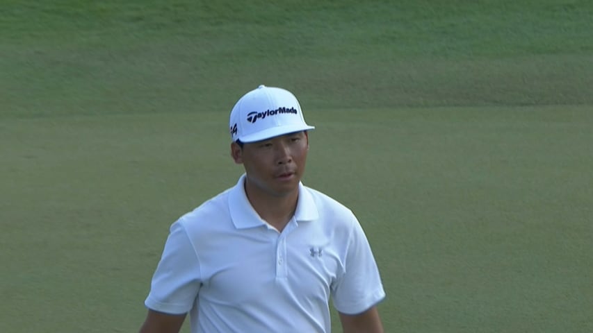 Xinjun Zhang's lengthy birdie putt at Corales Puntacana