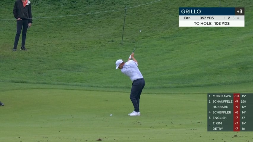 Emiliano Grillo dunks approach for eagle at PGA Championship