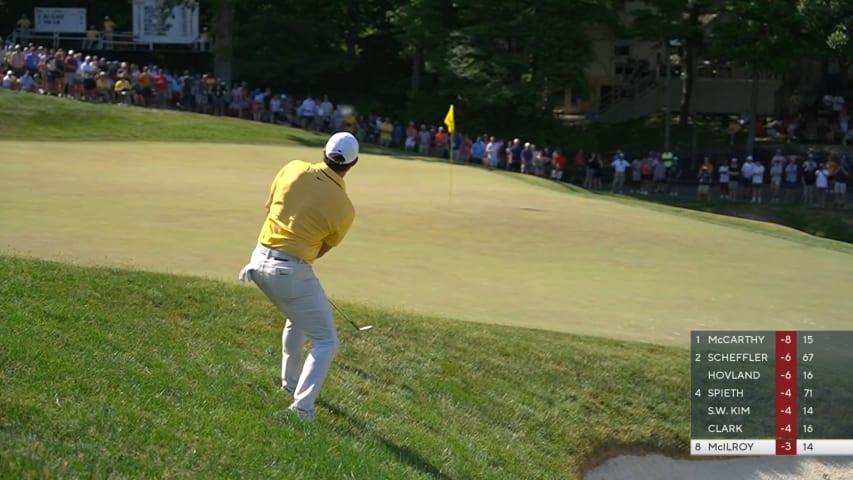 Rory McIlroy gets up-and-down for birdie at the Memorial