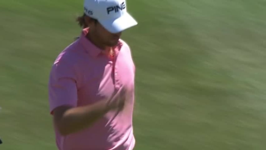 Aaron Baddeley’s 63-foot birdie chip shot at Valero