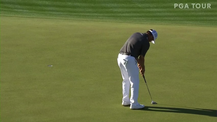 Ryan Palmer holes 13-footer for birdie at Waste Management