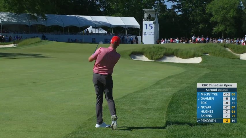 Taylor Pendrith cozies approach to set up birdie at RBC Canadian