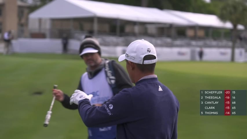 Collin Morikawa cuts tee shot at the flag and birdies at RBC Heritage