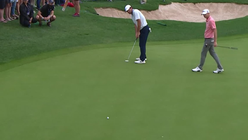 Scottie Scheffler’s birdie putt on No. 16 at Valero