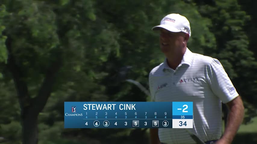 Stewart Cink makes birdie on No. 9 at Kaulig Companies Championship