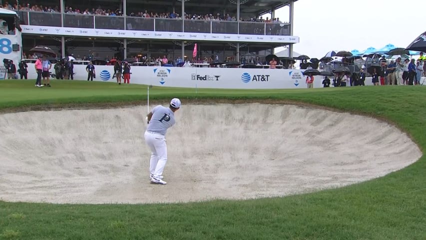 Si Woo Kim gets up-and-down from bunker for birdie at AT&T Byron Nelson