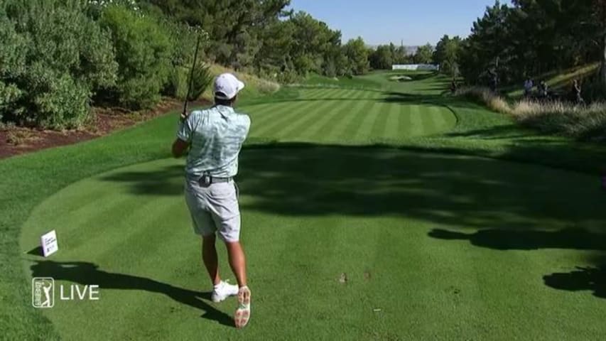 Rickie Fowler drives green to set up birdie at The Charity Challenge presented by MGM Resorts