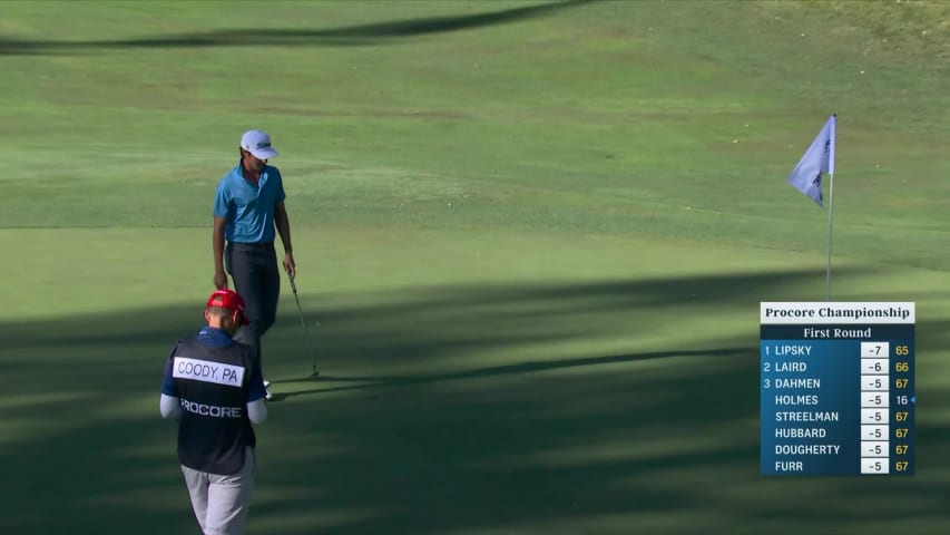 Cole Sherwood sinks a 22-foot birdie putt on No. 12 at Procore