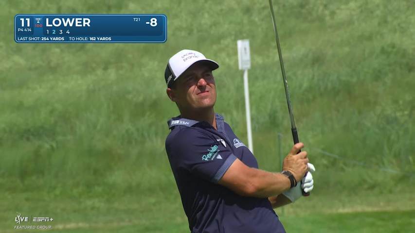 Justin Lower sinks a 22-foot birdie putt on No. 11 at John Deere