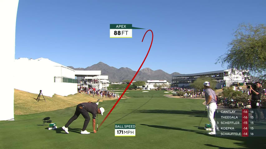 Xander Schauffele drives the green to set up birdie at WM Phoenix Open