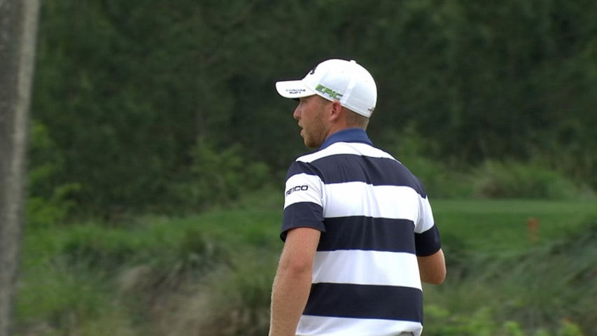 Daniel Berger adds his seventh birdie of the day on No. 17 at Shell