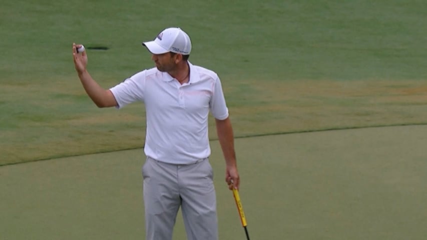 Sergio Garcia’s excellent approach sets up for birdie on No. 18 at THE PLAYERS