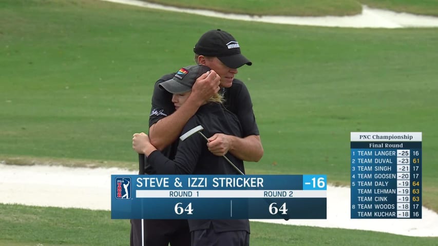 Steve Stricker makes birdie putt at PNC Championship