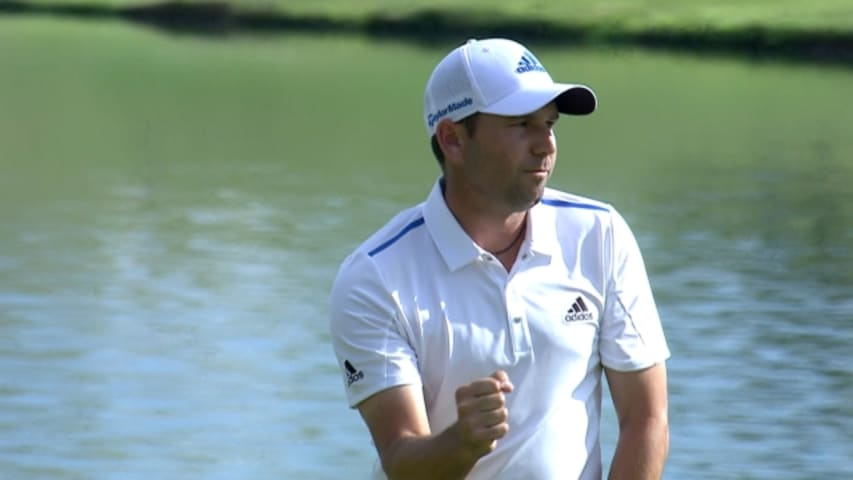 Sergio Garcia makes birdie on No. 17 at Travelers