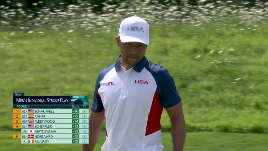 Xander Schauffele rolls in birdie putt at Olympic Men's Golf