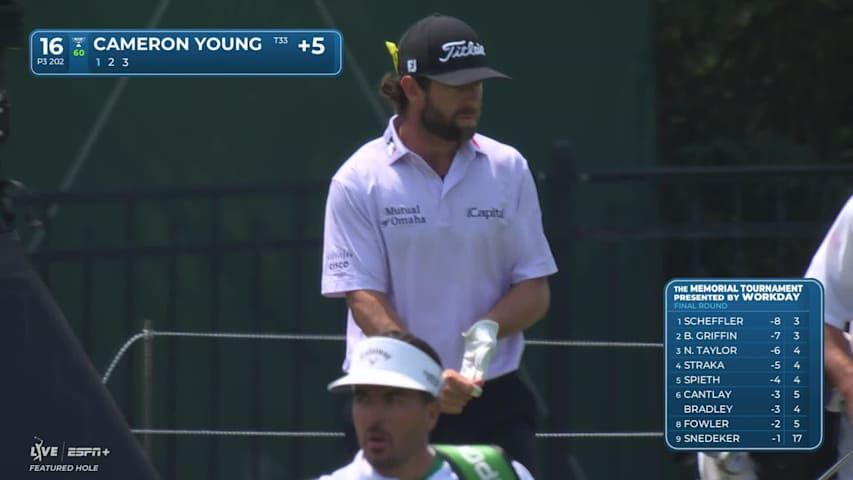 Cameron Young's excellent tee shot sets up birdie at the Memorial