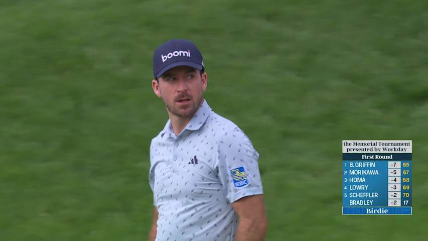 Nick Taylor makes birdie on No. 16 at the Memorial