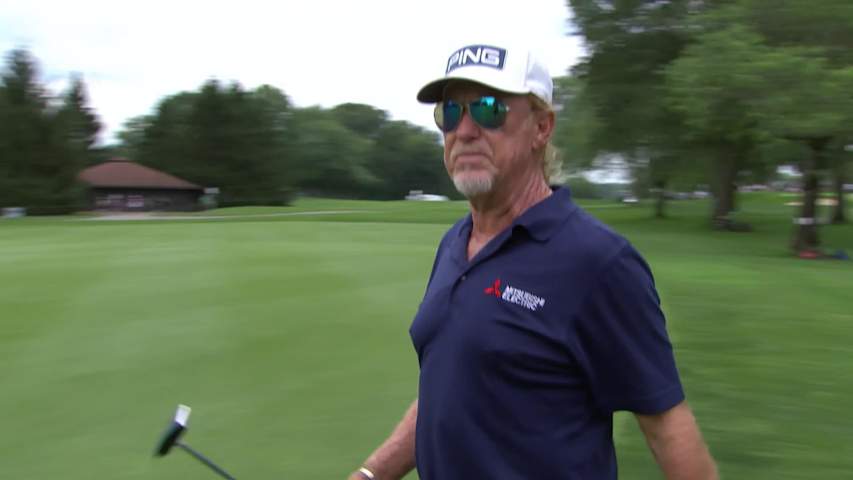 Miguel Angel Jiménez makes birdie on No. 14 at Kaulig Companies Championship