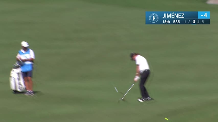 Miguel Angel Jiménez makes birdie on No. 15 at Regions Tradition