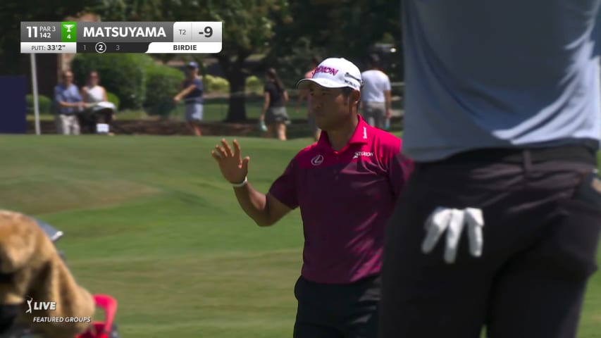 Hideki Matsuyama pours in a 33-foot birdie putt at FedEx St. Jude