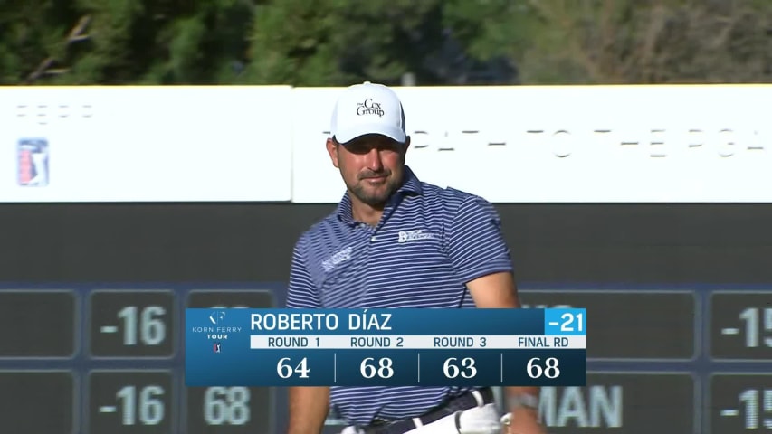 Roberto Díaz holes birdie putt from fringe at Utah Championship