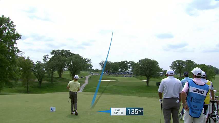 Miguel Angel Jiménez makes birdie on No. 14 at Principal Charity Classic