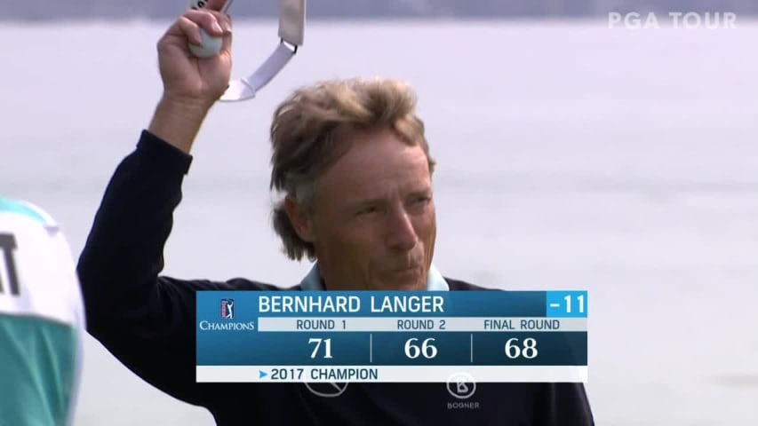 Bernhard Langer sticks the approach to finish with birdie at Pure Insurance