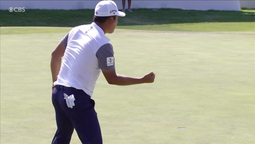 K.H. Lee's awkward chip and clutch par save at AT&T Byron Nelson