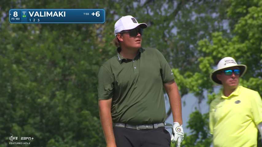 Sami Valimaki sinks a 40-foot birdie putt on No. 8 at Charles Schwab
