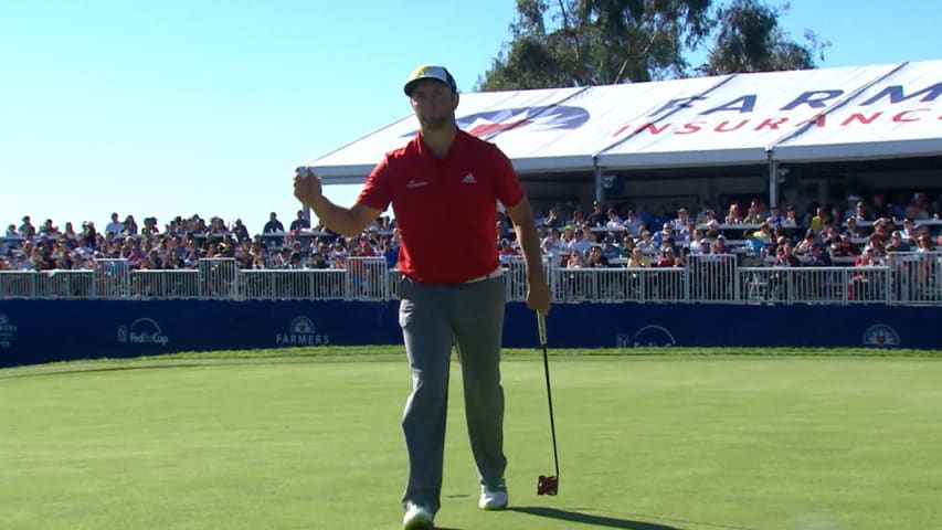 Jon Rahm knocks his approach in close at Farmers