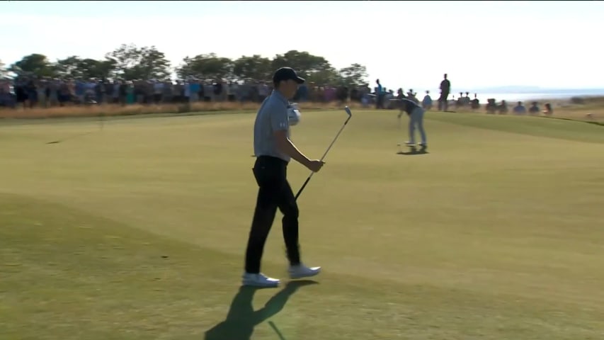 Jordan Spieth makes birdie on No. 16 at Genesis Scottish Open