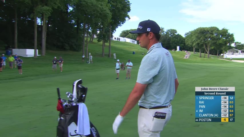 J.T. Poston's aggressive line pays off for birdie on No. 18 at John Deere