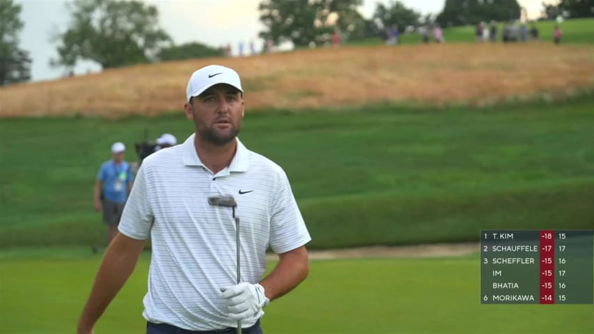 Scottie Scheffler throws a dart to yield birdie at Travelers