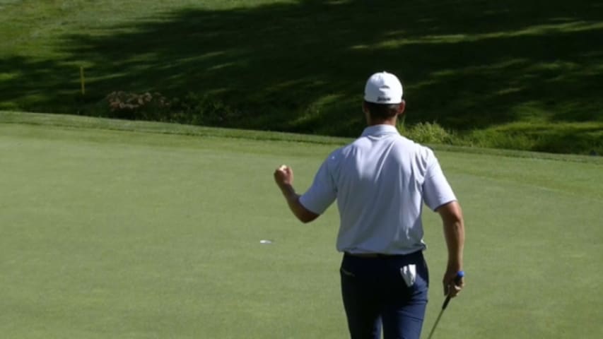 Rick Lamb holes birdie chip shot to win the LECOM Health Challenge