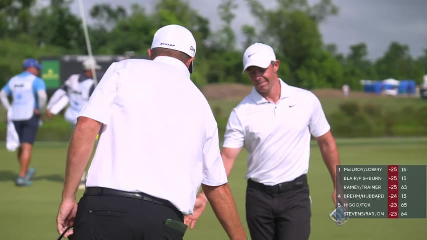 Shane Lowry controls distance to set up Rory McIlroy birdie at Zurich Classic